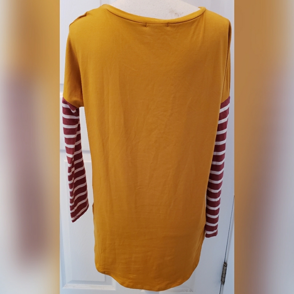 White Birch Mustard Yellow Maroon Red  Long Sleeve Top Suede Women's Size Small - Picture 3 of 4